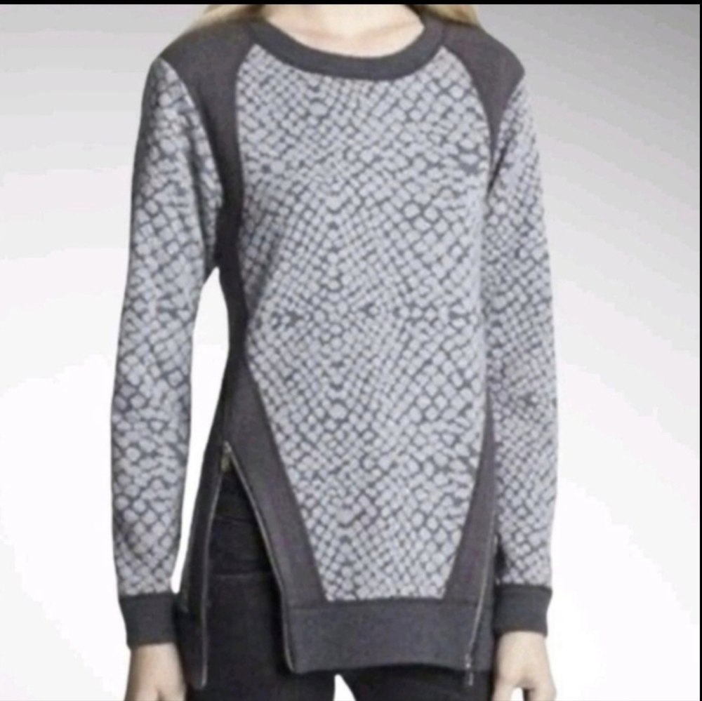 Rebecca Taylor Womens Sweater Grey Animal Print Snakeskin Python Wool Blend sz 4